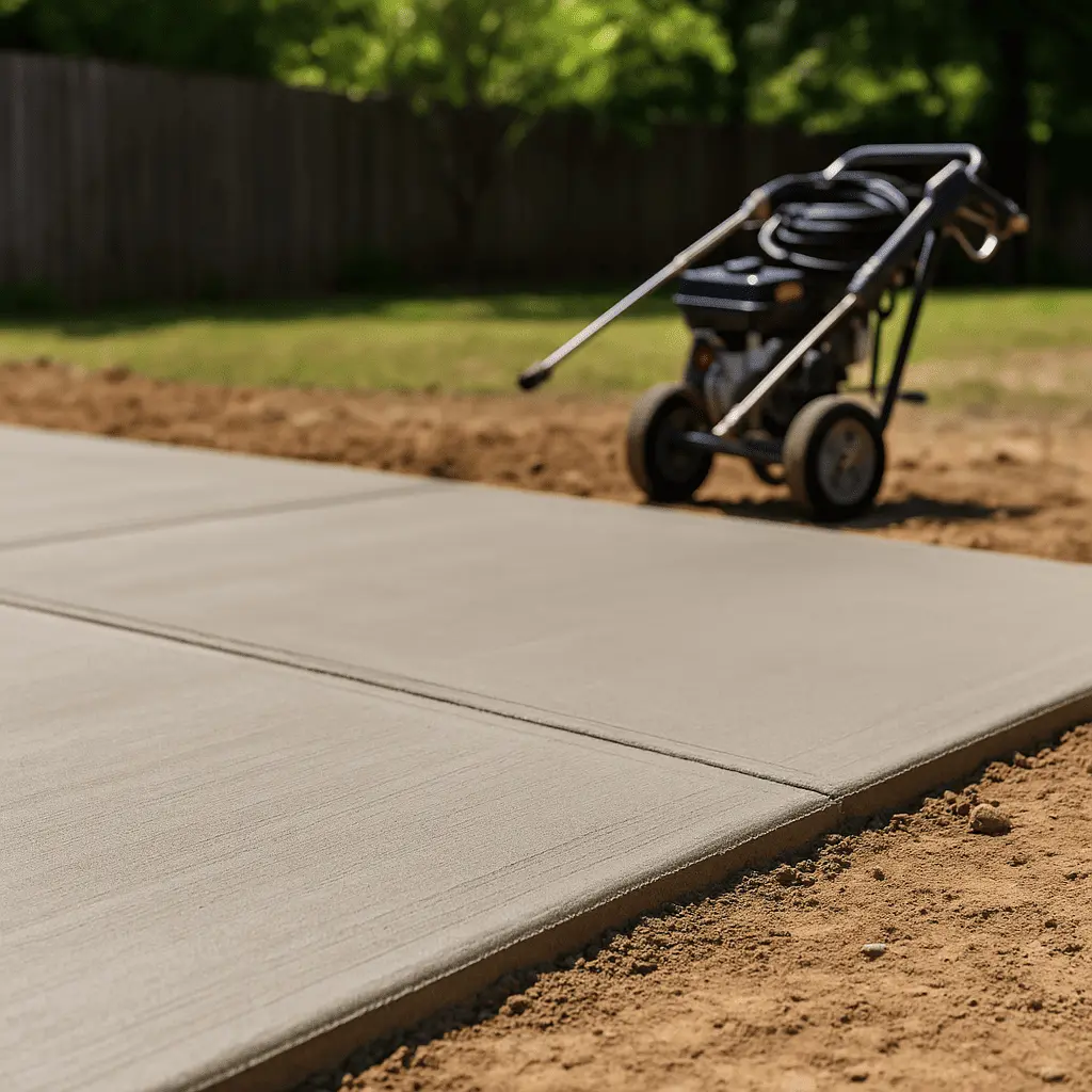 Can you pressure wash new concrete?